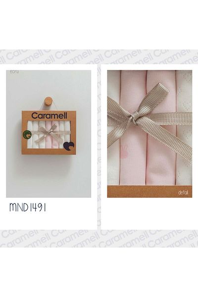Caramell My Baby Kumsal 100% Cotton 7 Pack Baby Mouth Wipes New Season Cute Rabbit Ecru 1491