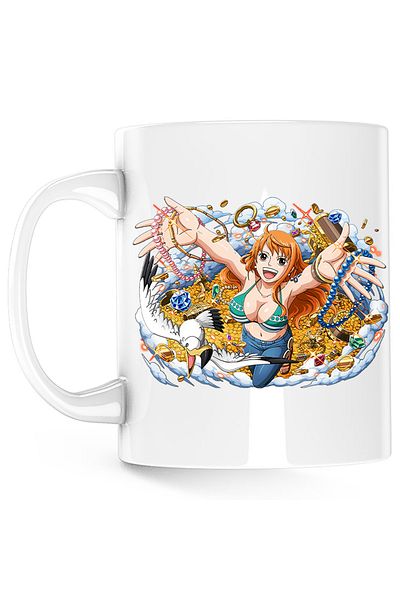 OEM One Piece Nami Treasure Pirate Cat Anime Mug, white, 330 ml
