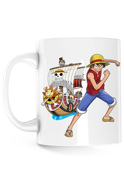 OEM Cana One Piece Straw Hat Pirates Monkey Corabie, alba, 330 ml