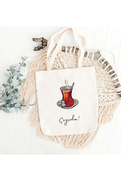 Bi Dünya Store Geantă din pânză imprimată Çaysıدائı