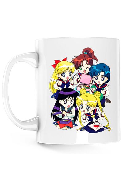 OEM Cana Sailor Moon 5 Crew Gang Chibi Bebe Anime, alba, 330 ml