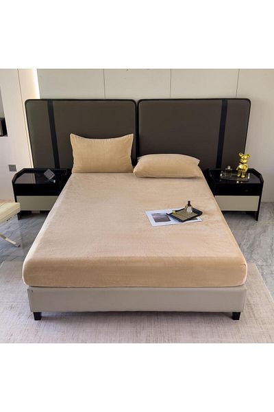 Casa New Concept 3 Piece Velvet Bed Linen Set – Fitted Sheet 232x250 + 2 Pillowcases 50x70