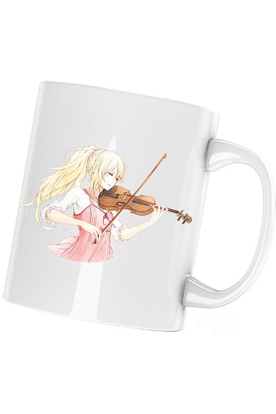 OEM Your Lie in April Love Valentines Day Violin Mug, white, 330 ml