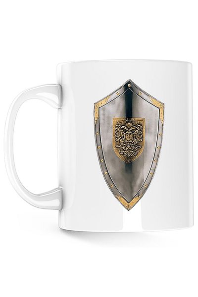 OEM Age of Empires Metal Armor Shield Mug, white, 330 ml