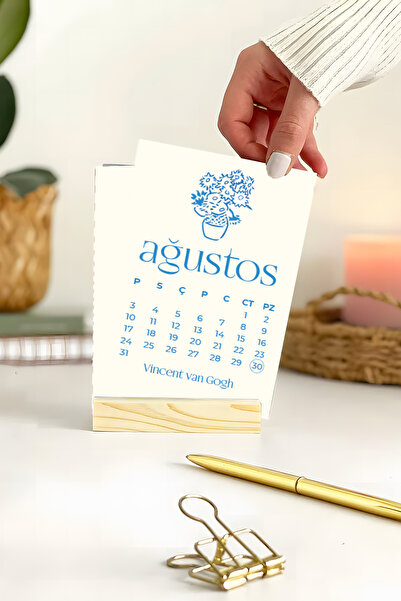 Anime Marketi Ünlü Sanatçılar Temalı 2026 Yılı Ahşap Standlı Masa Takvimi