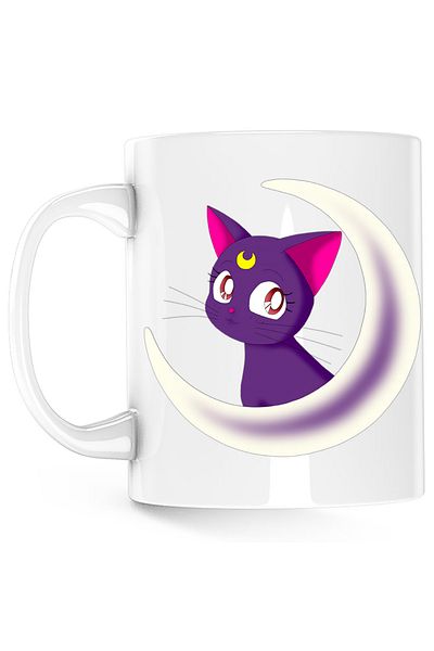 OEM Sailor Moon Cat Luna Valentines Day Mug, white, 330 ml