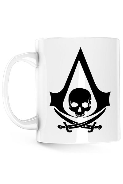 OEM Cana Black Flag Assassin's Creed Logo Emblem, alba, 330 ml