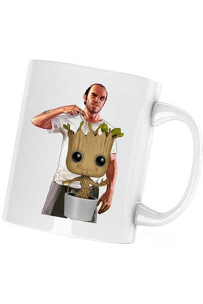 OEM Baby Groot GTA Trevor Bebe Copacel Mug, white, 330 ml