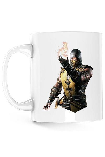 OEM Mortal Kombat Scorpion Deadly Alliance Video Game Fatality Mug, white, 330 ml
