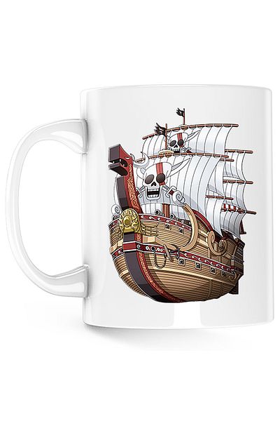 OEM One Piece Caribbean Shark Pirates Ship Mug, white, 330 ml