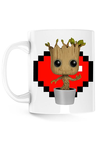 OEM Baby Groot Minecraft Love Heart Mug, white, 330 ml