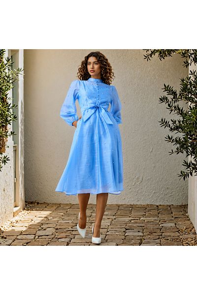 2Xtremz Embellished Shirt Dress with Front Tie-Up