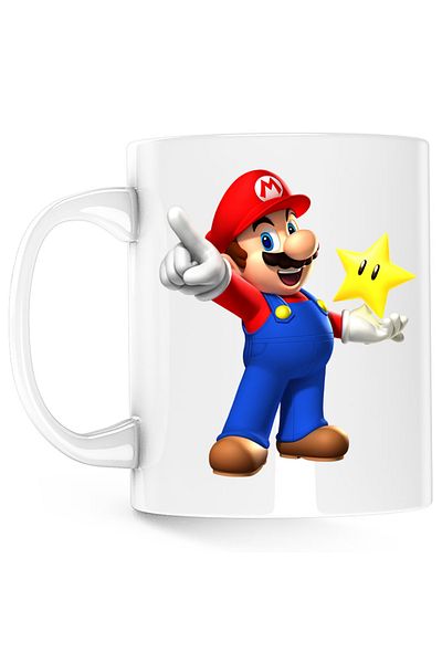 OEM Cana Super Mario Bros 3D Star Minecraft World, alba, 330 ml