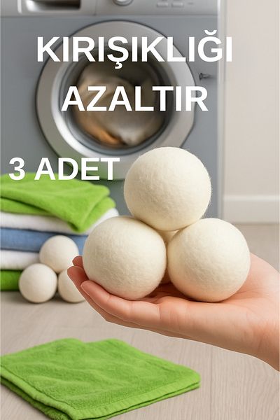 Go İthalat 3 Pack Drying Balls Laundry Dryer Chemical Free Drying Balls Laundry Washing Ball & Net