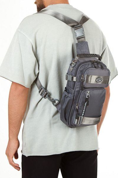 Newish Polo Men's Fabric Cross Chest and Shoulder Bag - Gray