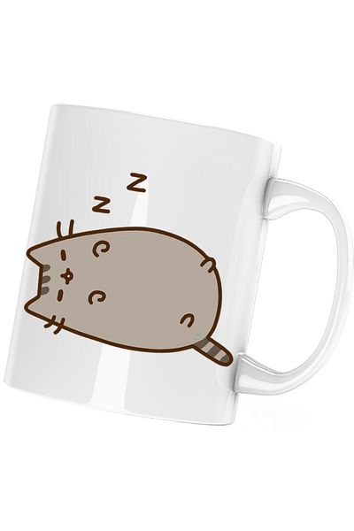 OEM Pusheen Cat Sleeping Snoring Plush Pussy Mug, white, 330 ml