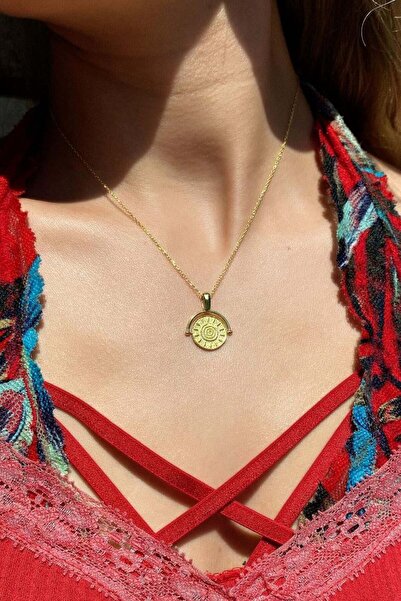 Spossy Silver Jewelry Haraketli/Dönen Güneş Kolye