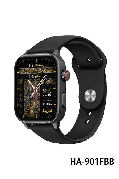 Biki Islamic New Smart Watch With Replaceable Strap - 44mm Black