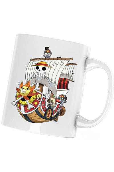OEM One Piece Pirate Ship Sailor Luffy Anime Mug, white, 330 ml