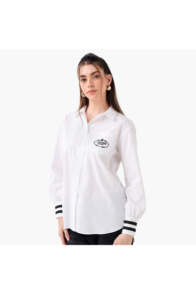 2Xtremz Regular Fit Embroidered Oversized Shirt with Collar