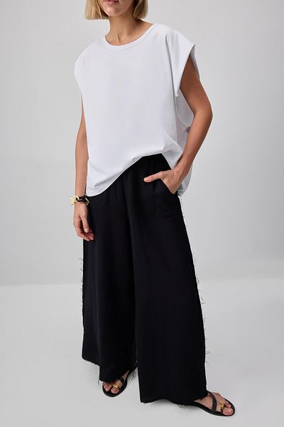 Touché Privé Wide Leg Muslin Trousers with Pockets