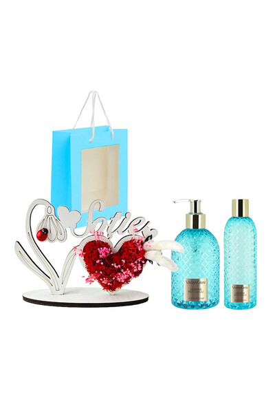 Vivian Gray Set cadou BLOOM – Ornament din lemn Desenează-mă (Soție) + Gel de duș Vivian Gray cu iasomie și paciuli + Săpun