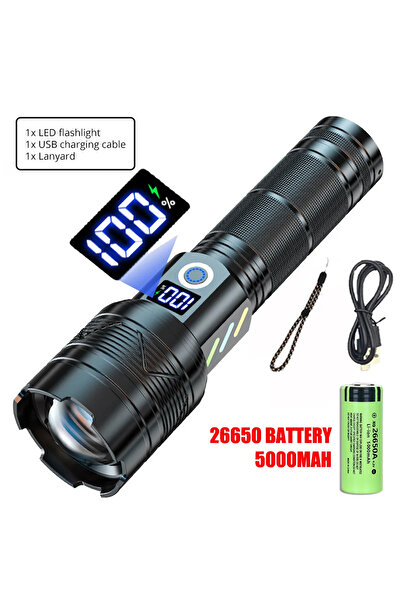 XIWANGFIRE B With 26650 Battery Super Long Range Tactical Flashlight High Power LED Torch USB Rechargeable Stro