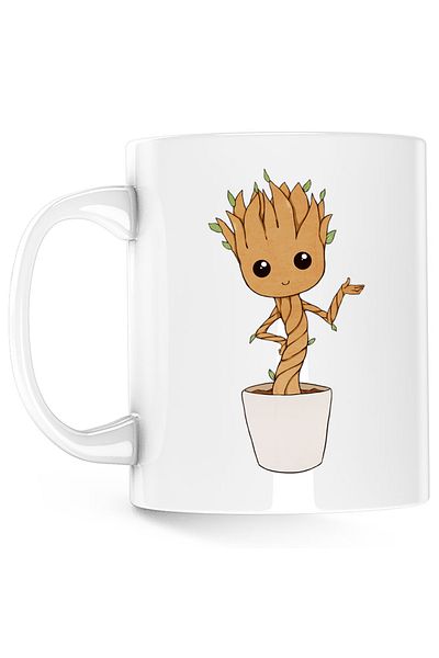 OEM Baby Groot Dragobete Valentines Day Bebe Mug, white, 330 ml