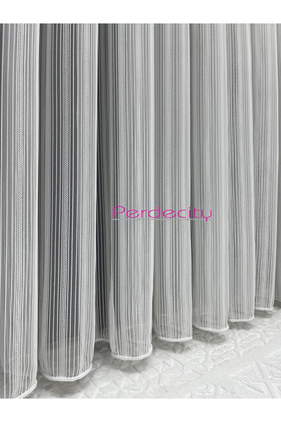 PERDECITY Glitter Striped Macaroni14 Tulle Curtain 1X3 Tight Pile Ironing Is Not Asked for Heavy Gramage Suitable for Any Room