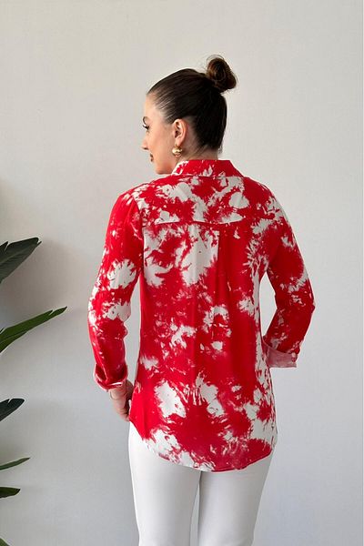 MaziButik Cămașă din Viscoză Tie Dye Roșu