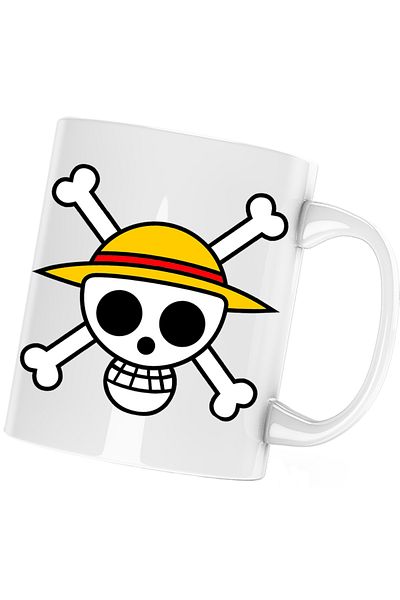 OEM Cana ne Piece Monkey D Luffy Crew Logo Schelet, alba, 330 ml