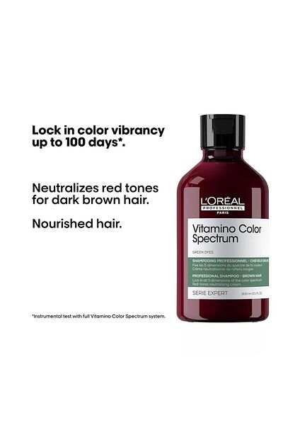 L'oreal Professionnel Loréal Vitamino Color Spectrum Green Shampoo 300ml – Neutralizing Care for Dark Brown Hair