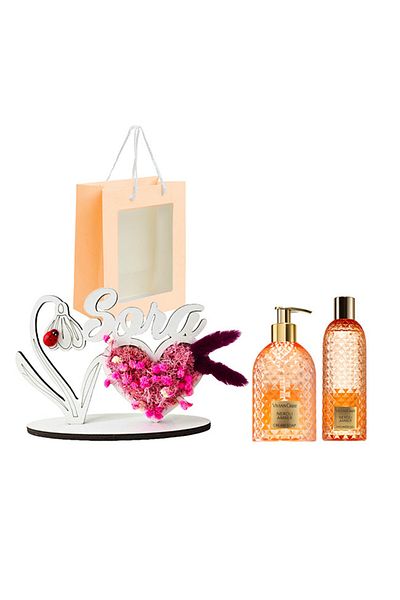 Vivian Gray Set cadou BLOOM – Ornament din lemn Draw Me (Sora) + Gel de duș Vivian Gray Neroli și Amber + Săpun