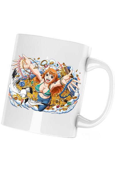 OEM One Piece Nami Treasure Pirate Cat Anime Mug, white, 330 ml