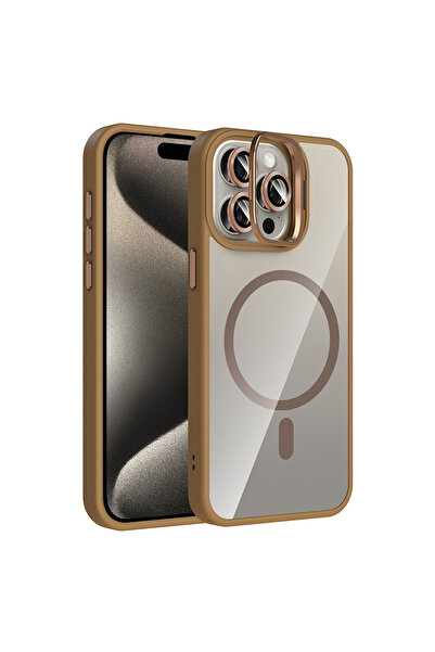 m.tk moveteck İphone 15 Pro Max Kılıf Standlı Mika Magsafe Hassas Butonlu Met...