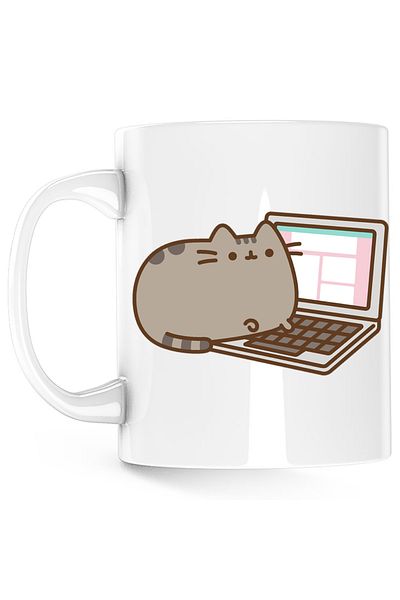 OEM Cana Pusheen Cat Laptop Plush Valentines Day, alba, 330 ml