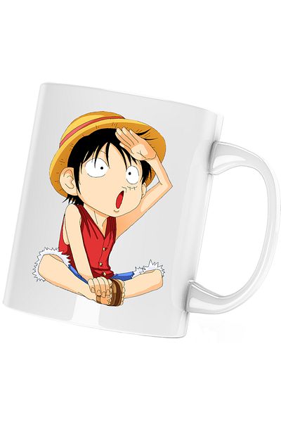 OEM Cana One Piece Monkey D Luffy Minecraft Pirate, alba, 330 ml