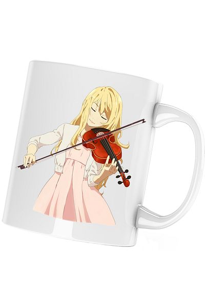 OEM Your Lie in April Kaori Violin Love Anime Mug, white, 330 ml