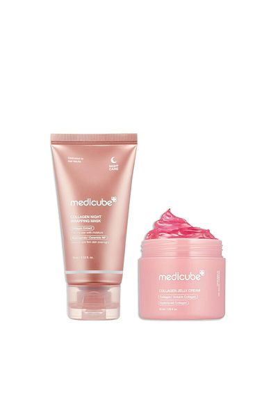 Medicube Korean Collagen for Beginner: Collagen Overnight Wrapping Peel Off Facial Mask Pack and Col