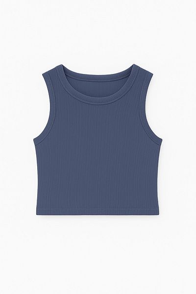 ablukaonline Γυναικείο Basic Rib Fabric Crop Singlet Navy Blue