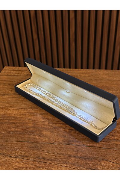 ADA LİFE GÜMÜŞ (Premium IŞIKLI KUTULU)925 Ayar Gümüş Arpa Kesim Orta boy Tesbih 18 Ayar Beyaz Altın Kaplama