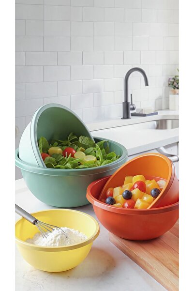 Justyol Set of 5 Neo Aura Round Mixing and Storage Containers – Badya (30, 25, 22, 19, 16.5 cm)