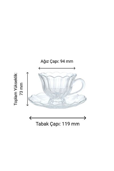 Wow Home Set of 6 Glass Latte Cappuccino Mocha Neskafe Americano Espresso Cups with Handles