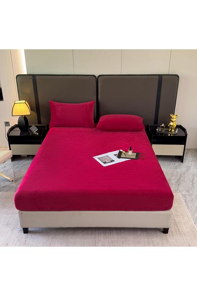 Casa New Concept 3 Piece Velvet Bed Linen Set – Fitted Sheet 232x250 + 2 Pillowcases 50x70