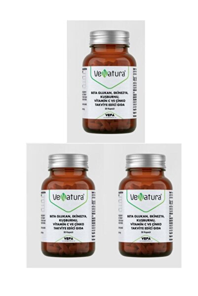 VeNatura بيتا جلوكان، إكينيزيا، ثمر الورد، فيتامين سي، زنك 30 كبسولة 3 قطع