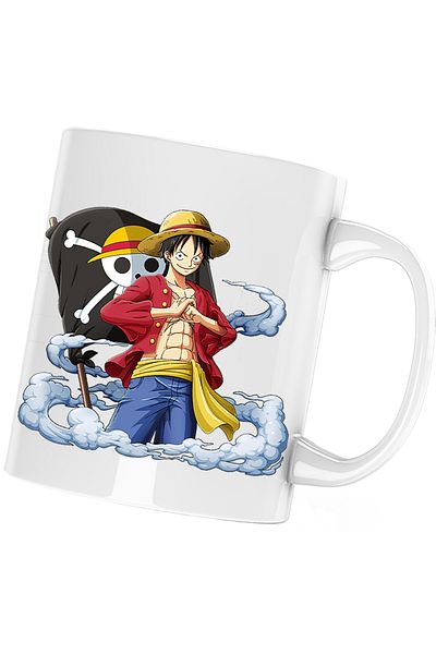 OEM One Piece Monkey D Luffy Pirate Flag Mug, white, 330 ml