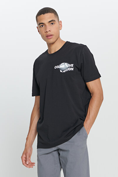 AC&Co / Altınyıldız Classics Men's Black Standard Fit Regular Cut 100% Cotton Crew Neck T-Shirt