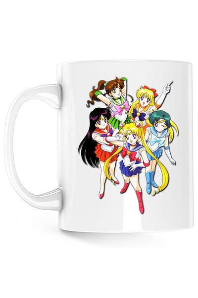 OEM Sailor Moon All Crew Manga Cartoon Mug, white, 330 ml