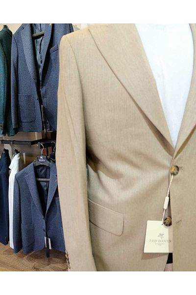 Ted Davıd Beige Self-Line Patterned Summer Jacket