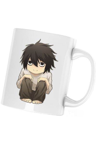 OEM Death Note L Detective Insomniac Chibi Bebe Mug, white, 330 ml